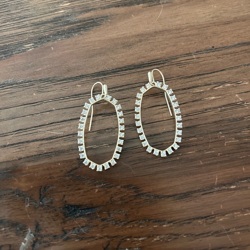 Kendra Scott Gold and Silver Sparkling Oval Earrings
